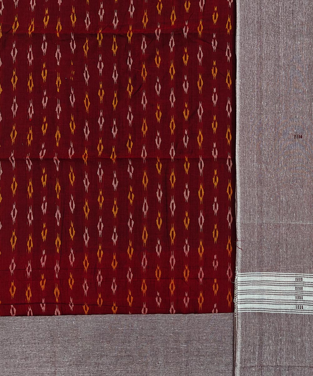 Maroon peach handloom cotton sambalpuri dress material