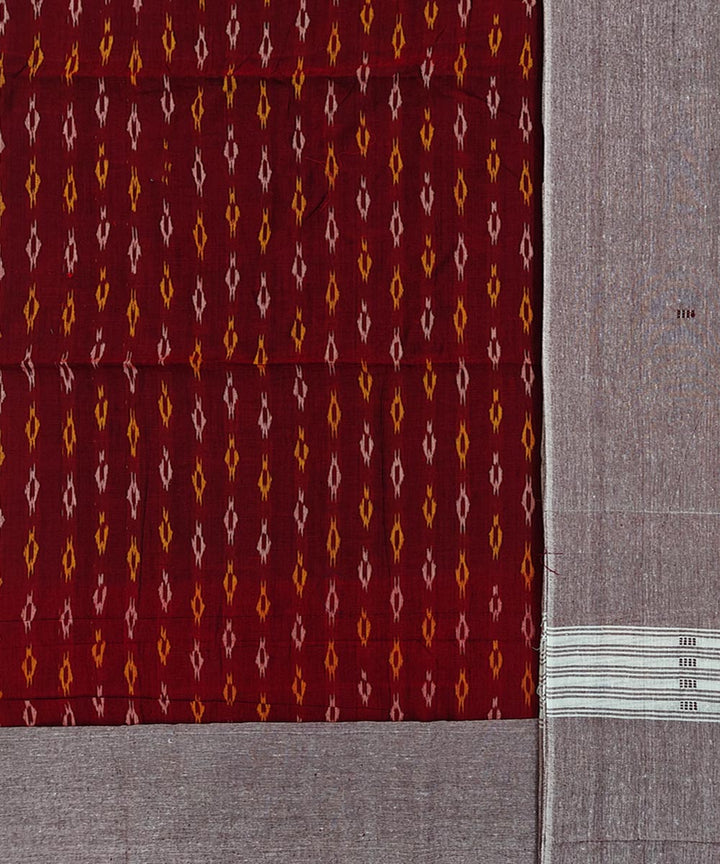 Maroon peach handloom cotton sambalpuri dress material
