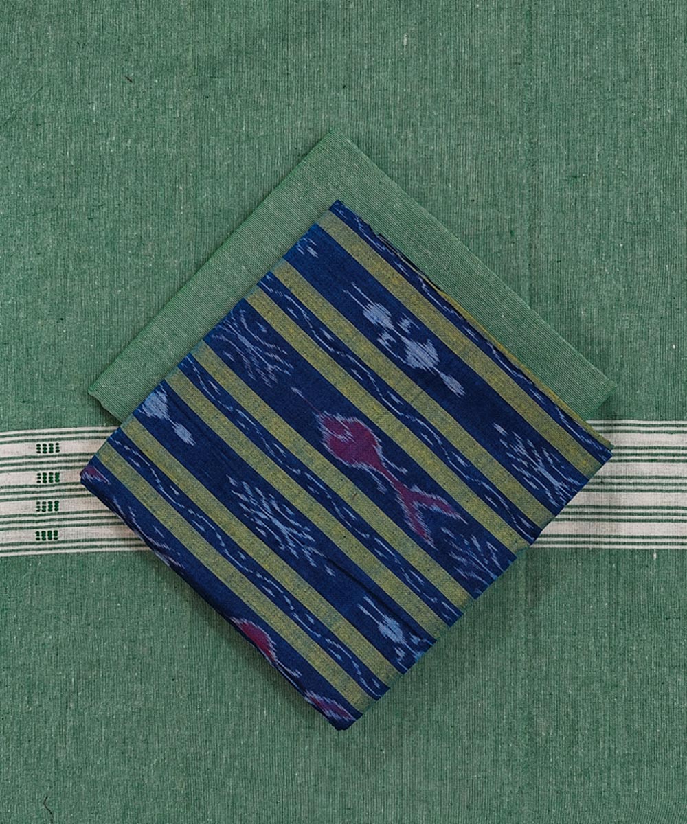Sky blue green handloom cotton sambalpuri dress material