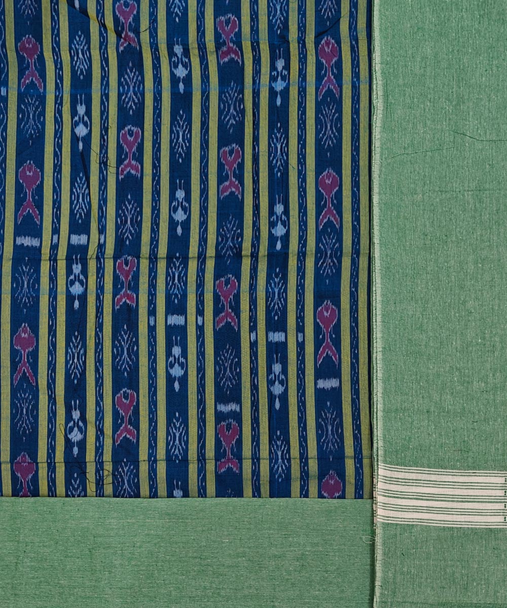 Sky blue green handloom cotton sambalpuri dress material
