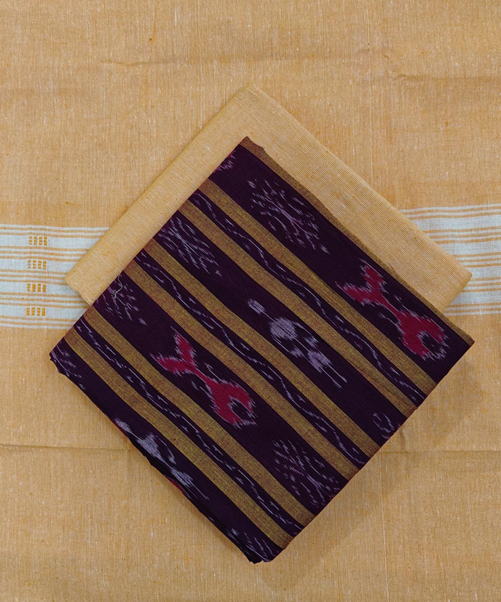 Maroon cream handloom cotton sambalpuri dress material