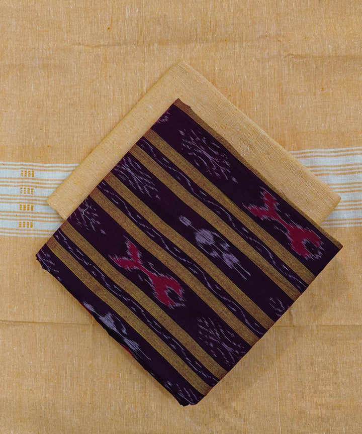 Maroon cream handloom cotton sambalpuri dress material