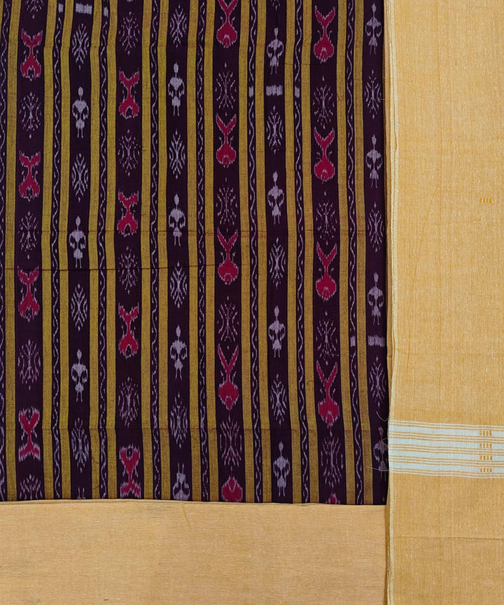 Maroon cream handloom cotton sambalpuri dress material