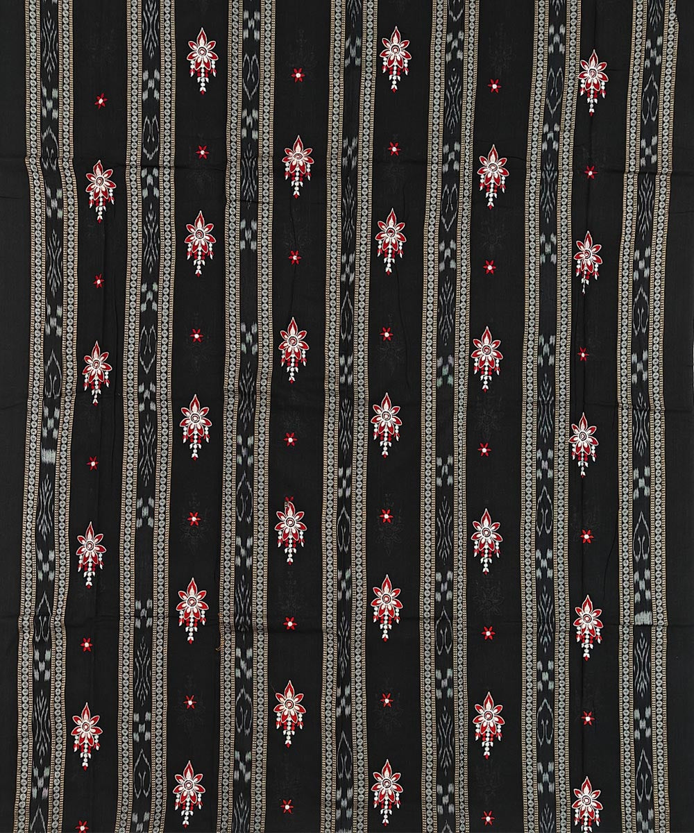 Black Red Handwoven Cotton Sambalpuri Dress Material