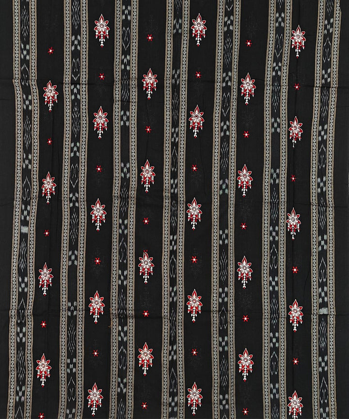 Black Red Handwoven Cotton Sambalpuri Dress Material