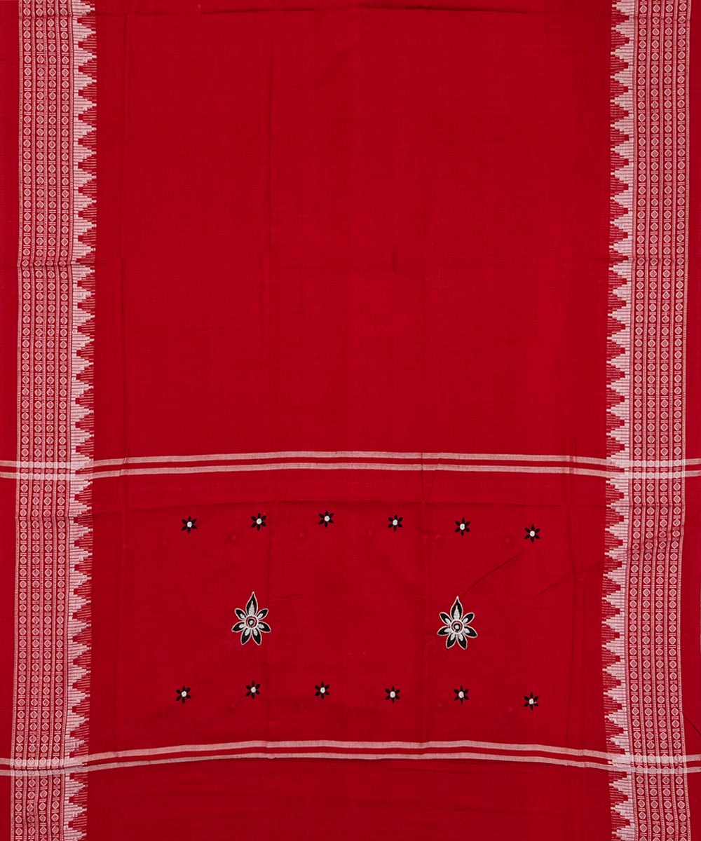 Black Red Handwoven Cotton Sambalpuri Dress Material