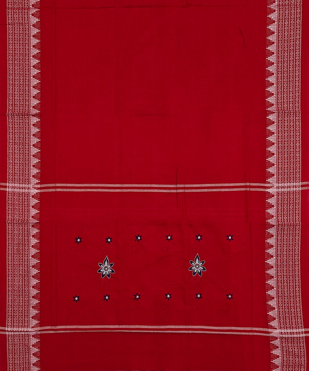 Navy Blue Red Handwoven Cotton Sambalpuri Dress Material