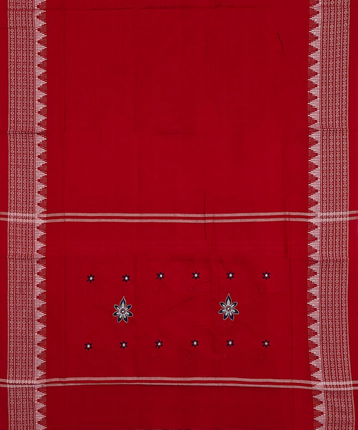 Navy Blue Red Handwoven Cotton Sambalpuri Dress Material