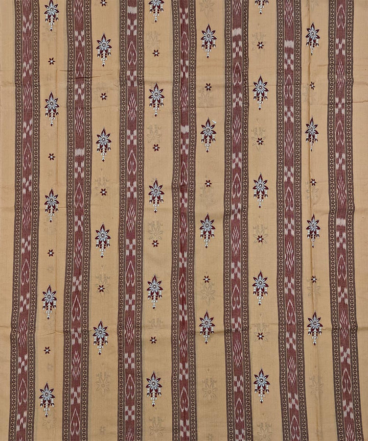 Beige Maroon Handwoven Cotton Sambalpuri Dress Material
