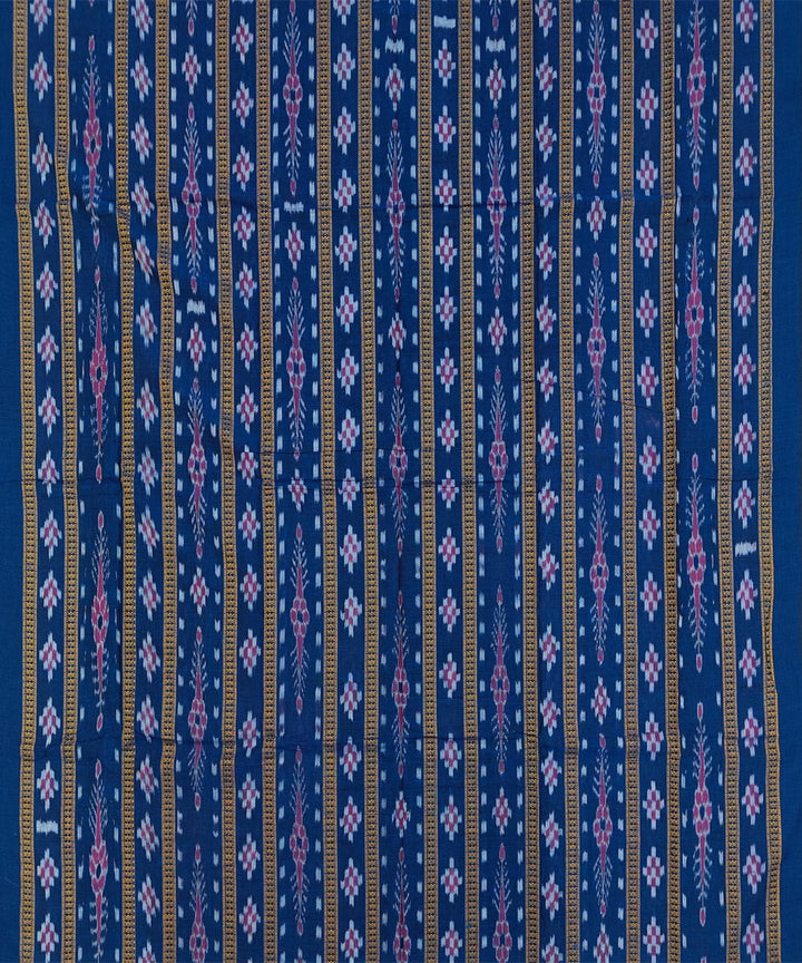 Navy Blue Yellow Handwoven Cotton Sambalpuri Dress Material