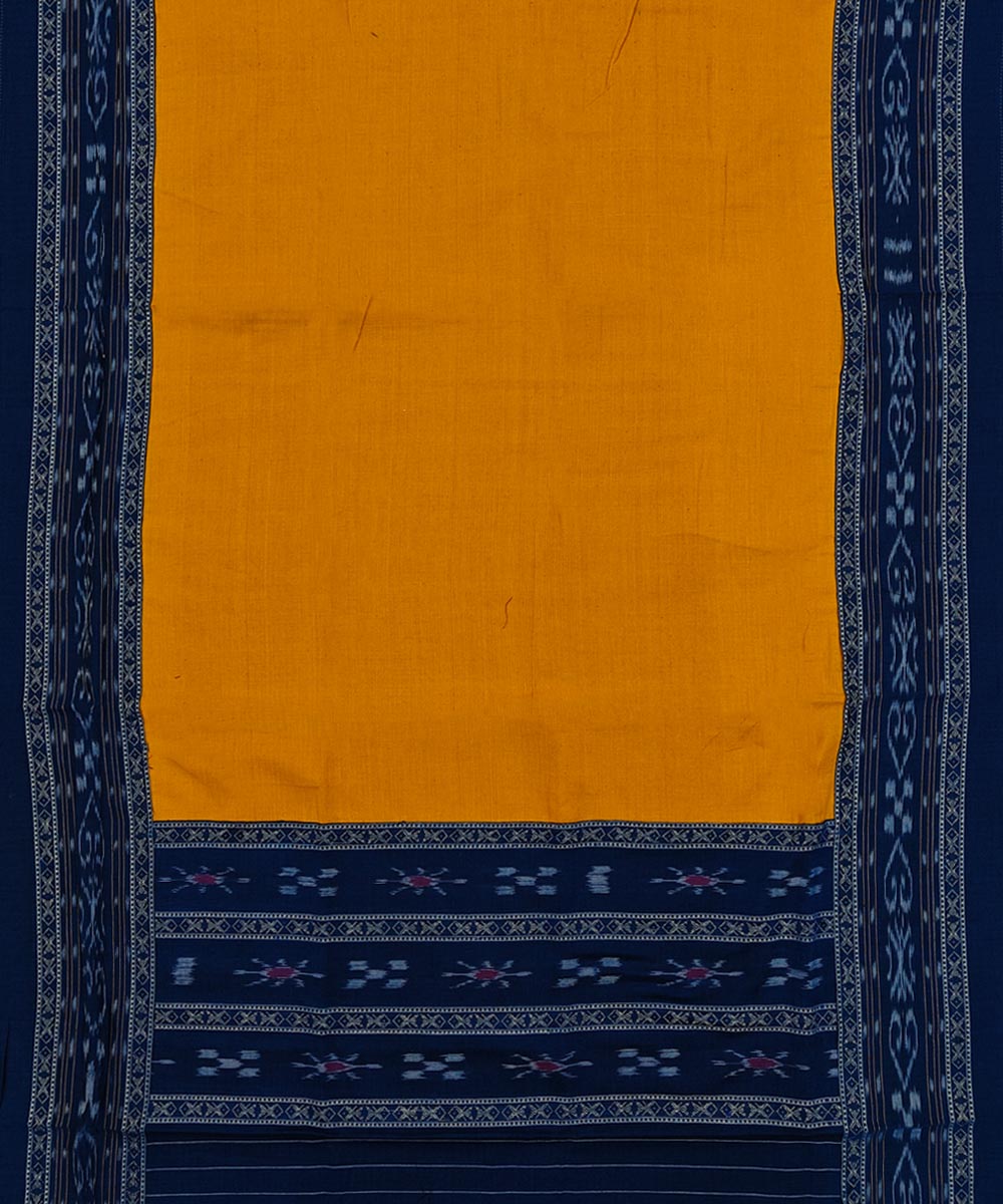 Navy Blue Yellow Handwoven Cotton Sambalpuri Dress Material