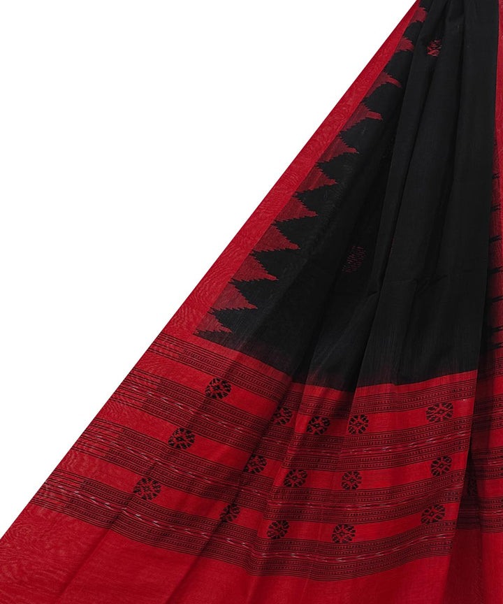 Black red handwoven cotton sambalpuri dupatta