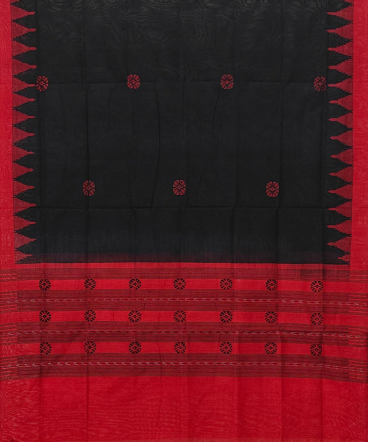Black red handwoven cotton sambalpuri dupatta