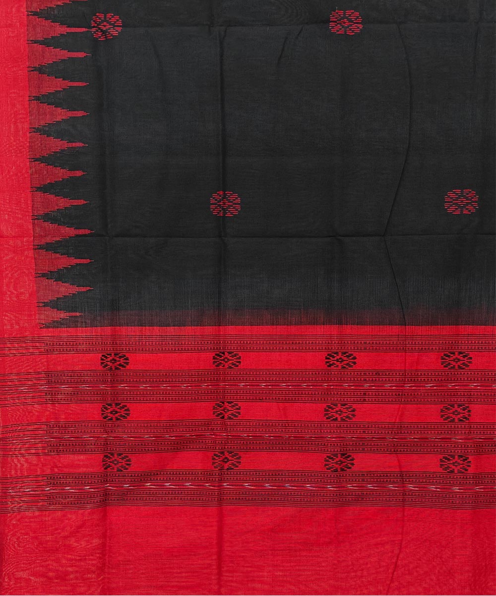 Black red handwoven cotton sambalpuri dupatta