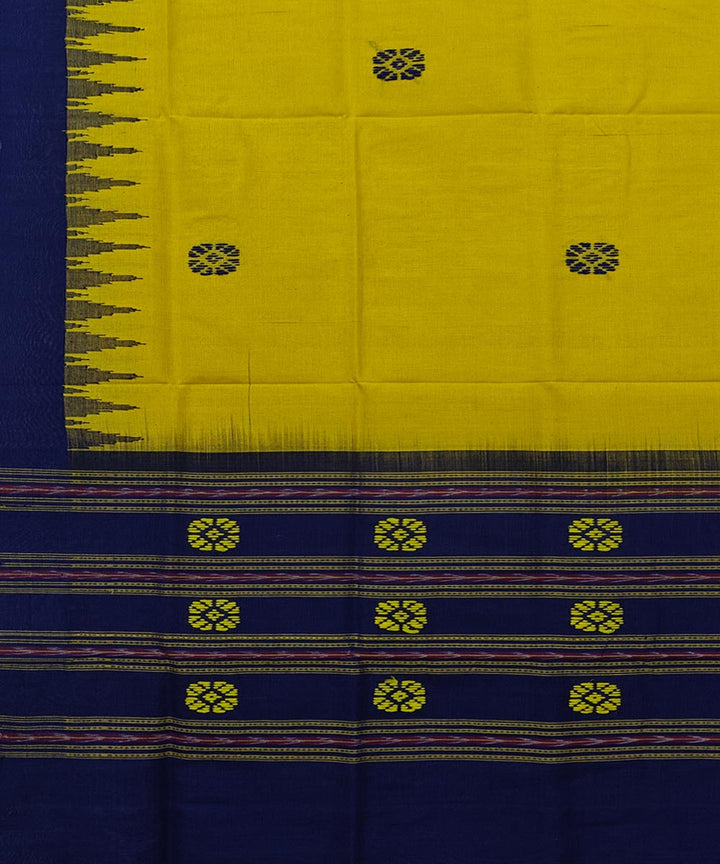 Yellow blue handwoven cotton sambalpuri dupatta