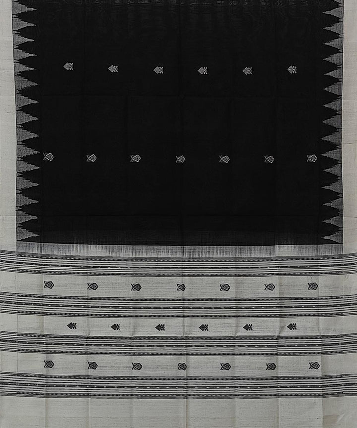 Black white handwoven cotton sambalpuri dupatta
