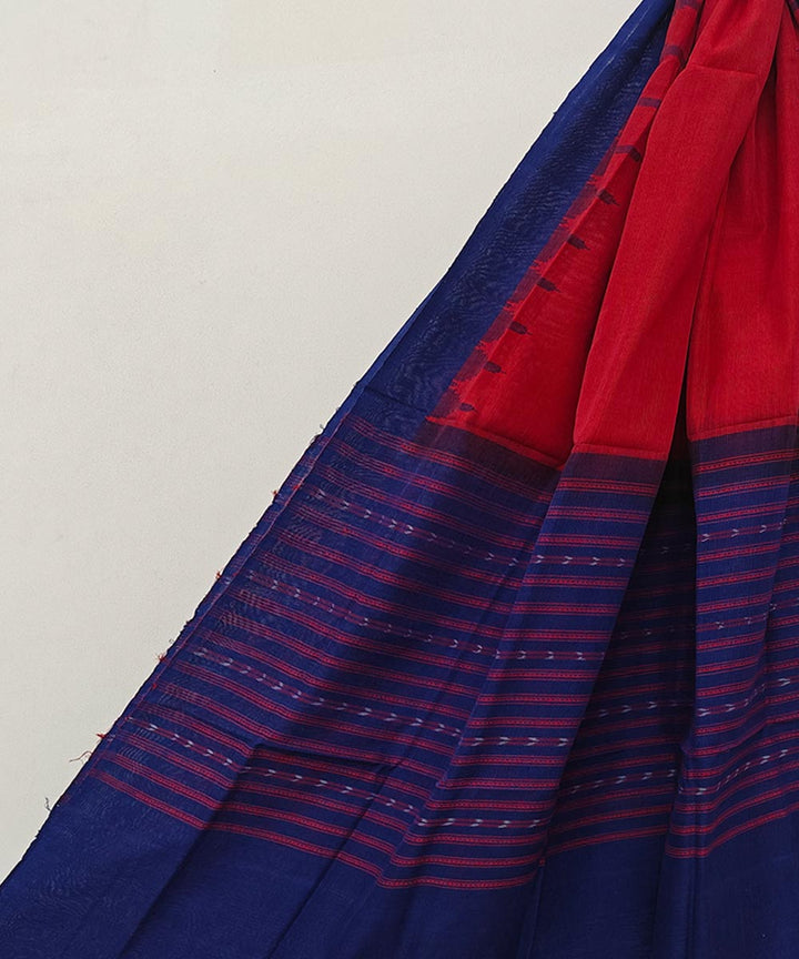 Red blue handwoven cotton sambalpuri dupatta