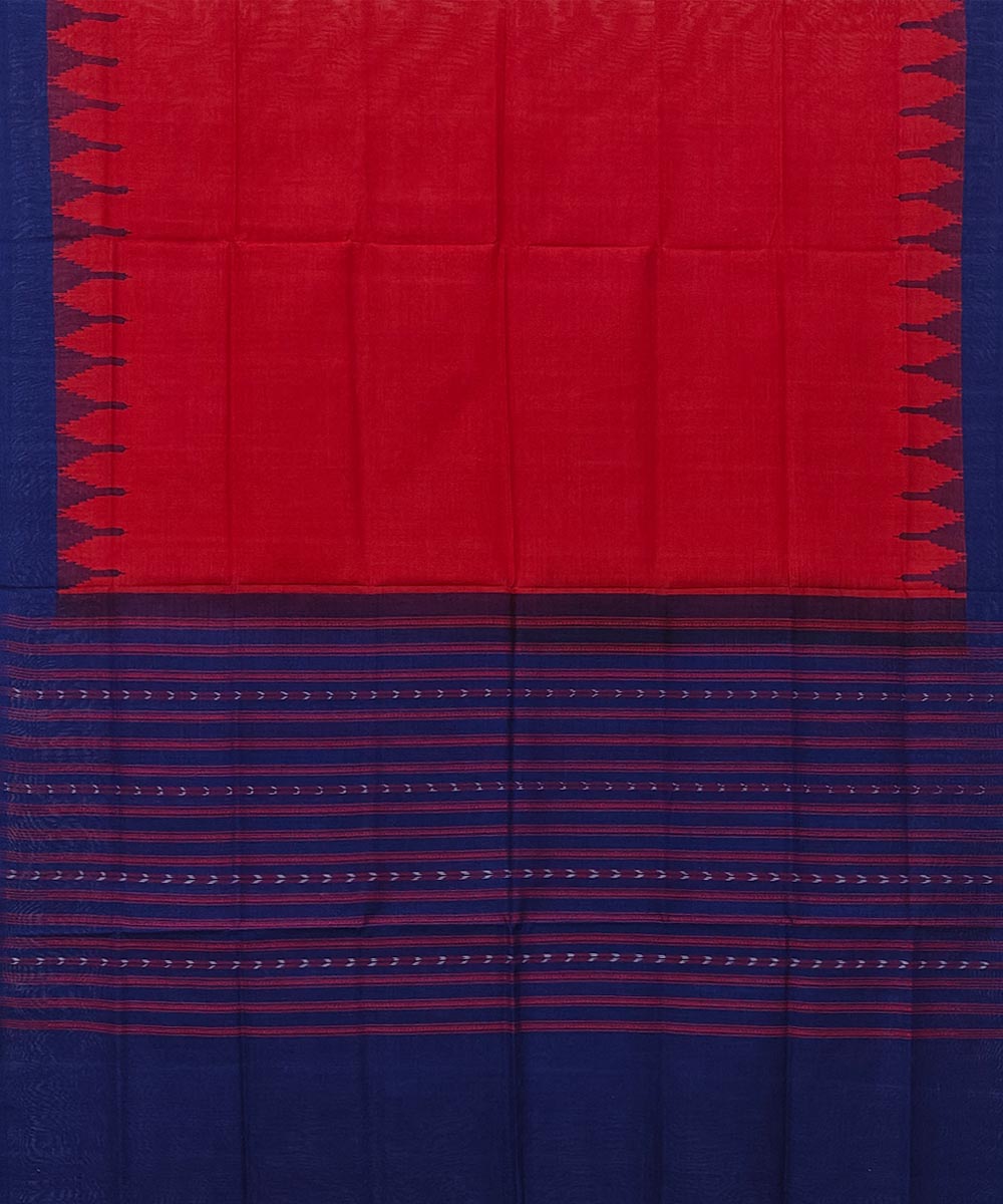 Red blue handwoven cotton sambalpuri dupatta