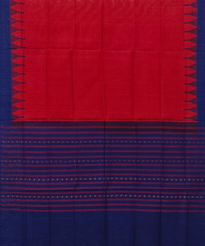Red blue handwoven cotton sambalpuri dupatta