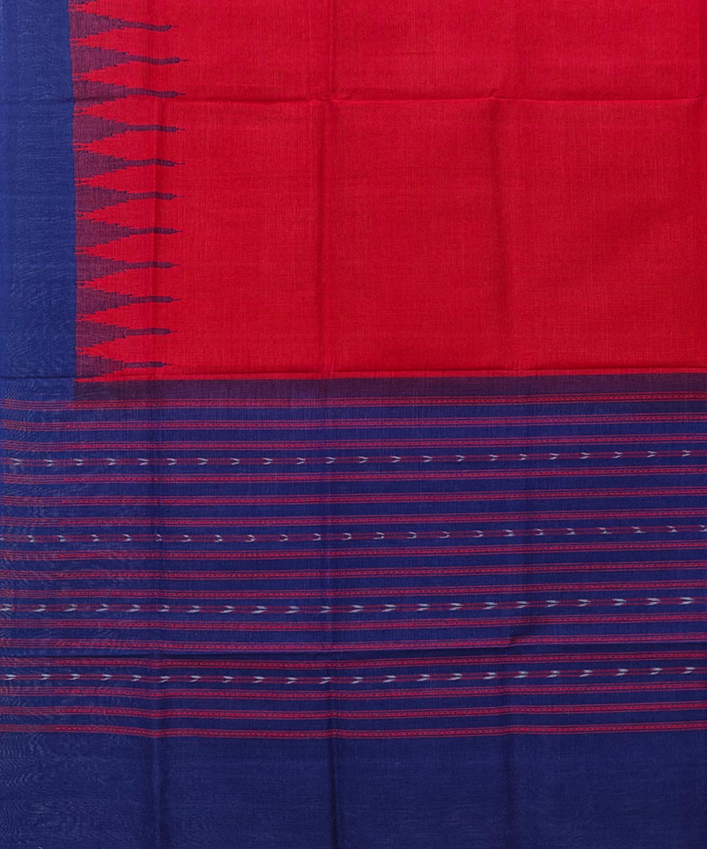 Red blue handwoven cotton sambalpuri dupatta