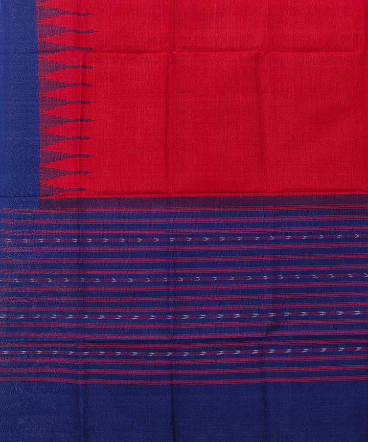 Red blue handwoven cotton sambalpuri dupatta