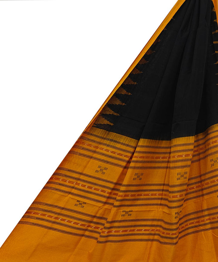 Black yellow handwoven cotton sambalpuri dupatta