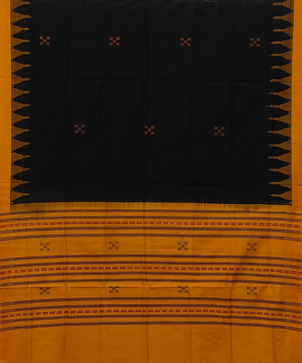 Black yellow handwoven cotton sambalpuri dupatta