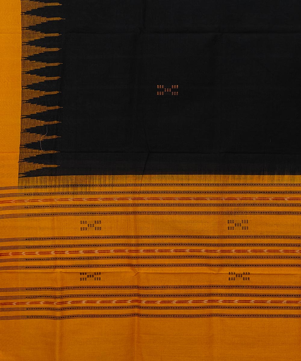 Black yellow handwoven cotton sambalpuri dupatta