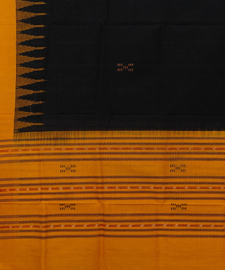 Black yellow handwoven cotton sambalpuri dupatta