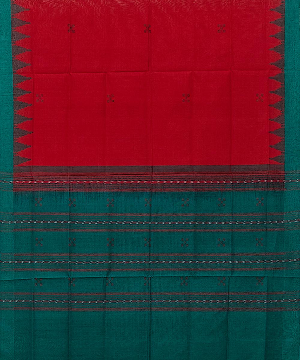 Red green handwoven cotton sambalpuri dupatta