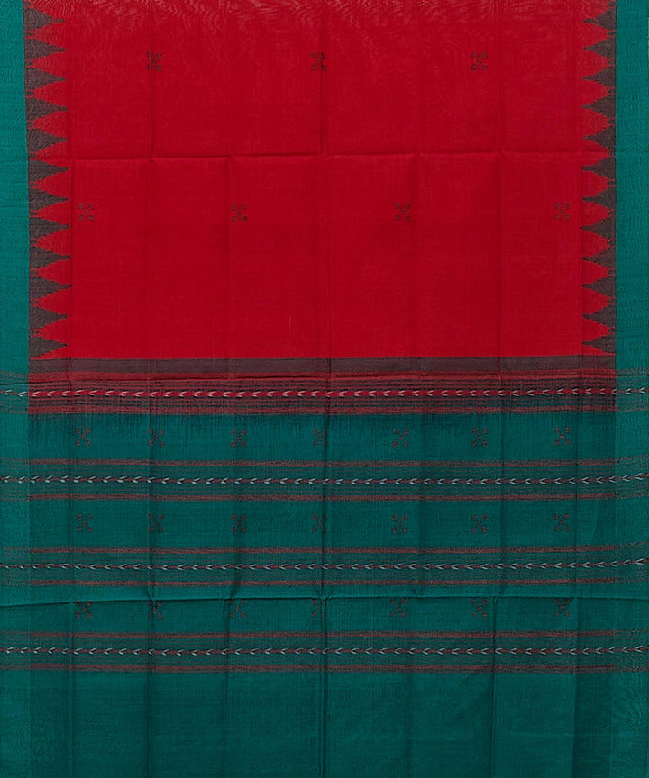 Red green handwoven cotton sambalpuri dupatta