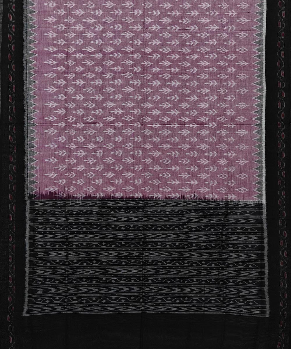 Pink black handwoven cotton sambalpuri dupatta