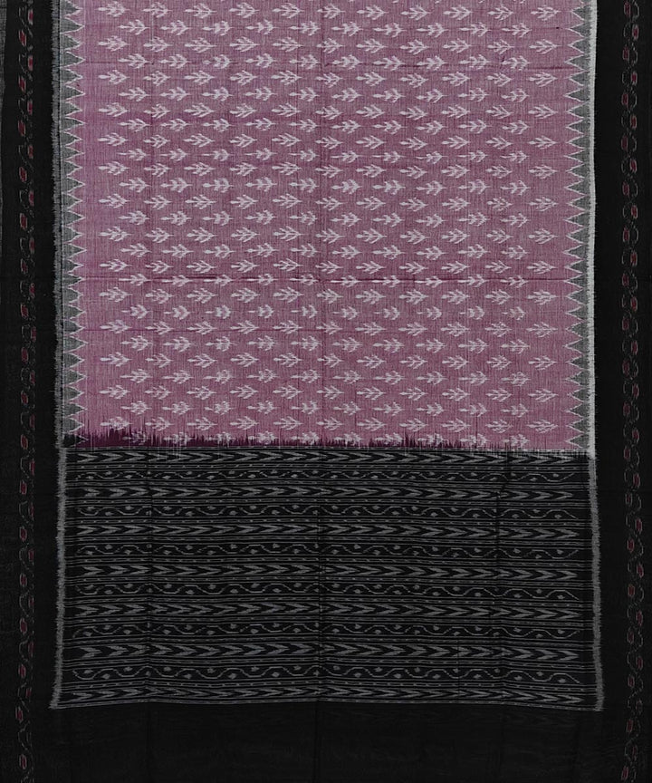 Pink black handwoven cotton sambalpuri dupatta