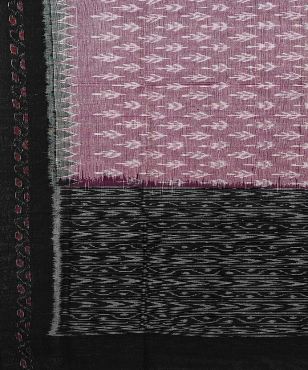 Pink black handwoven cotton sambalpuri dupatta