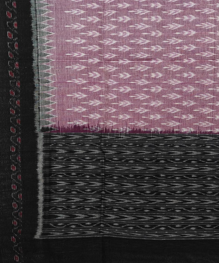 Pink black handwoven cotton sambalpuri dupatta