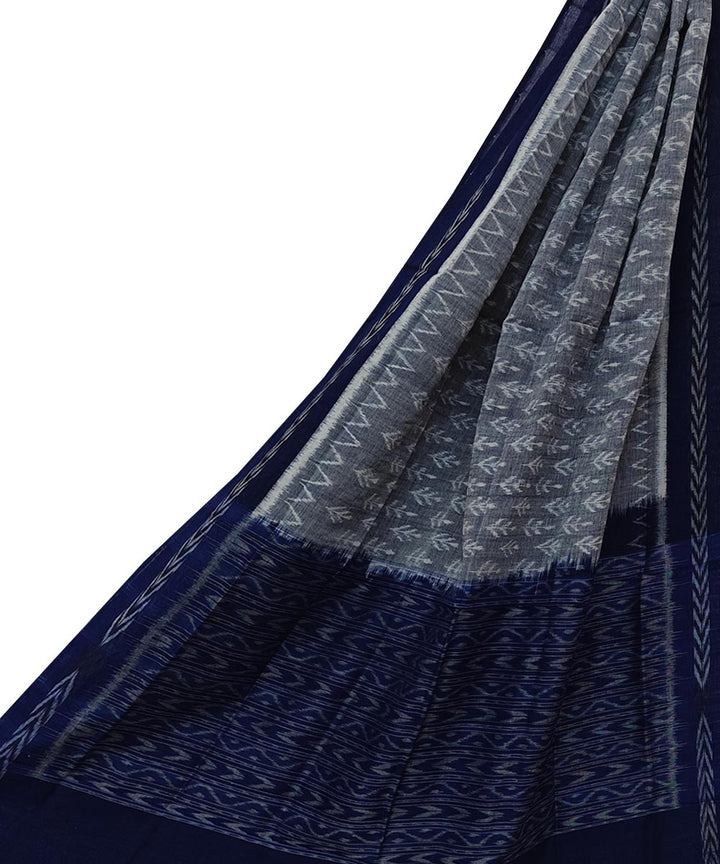 Grey blue handwoven cotton sambalpuri dupatta