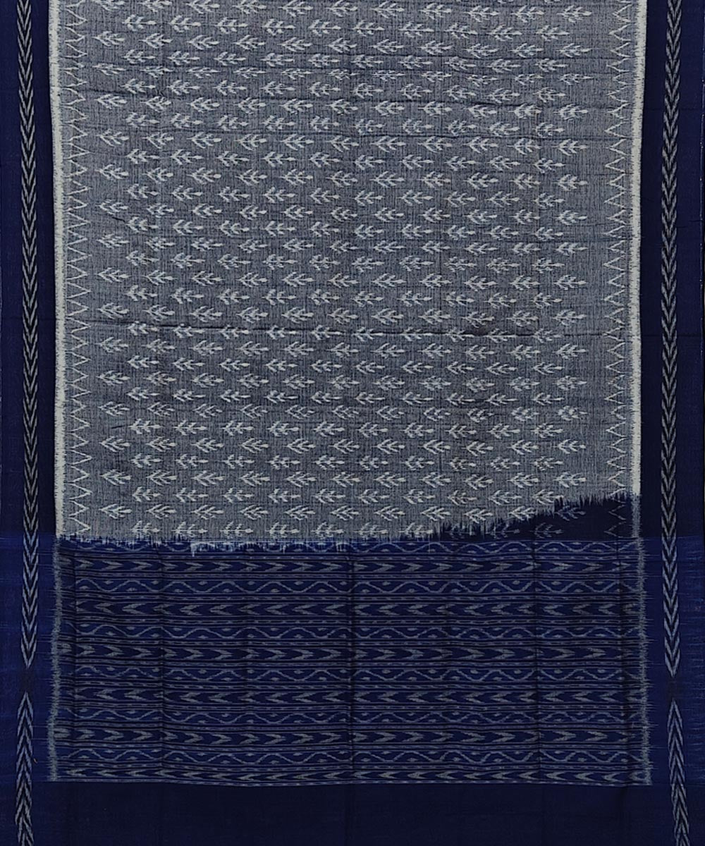Grey blue handwoven cotton sambalpuri dupatta