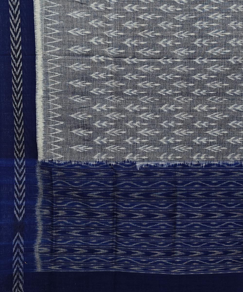 Grey blue handwoven cotton sambalpuri dupatta