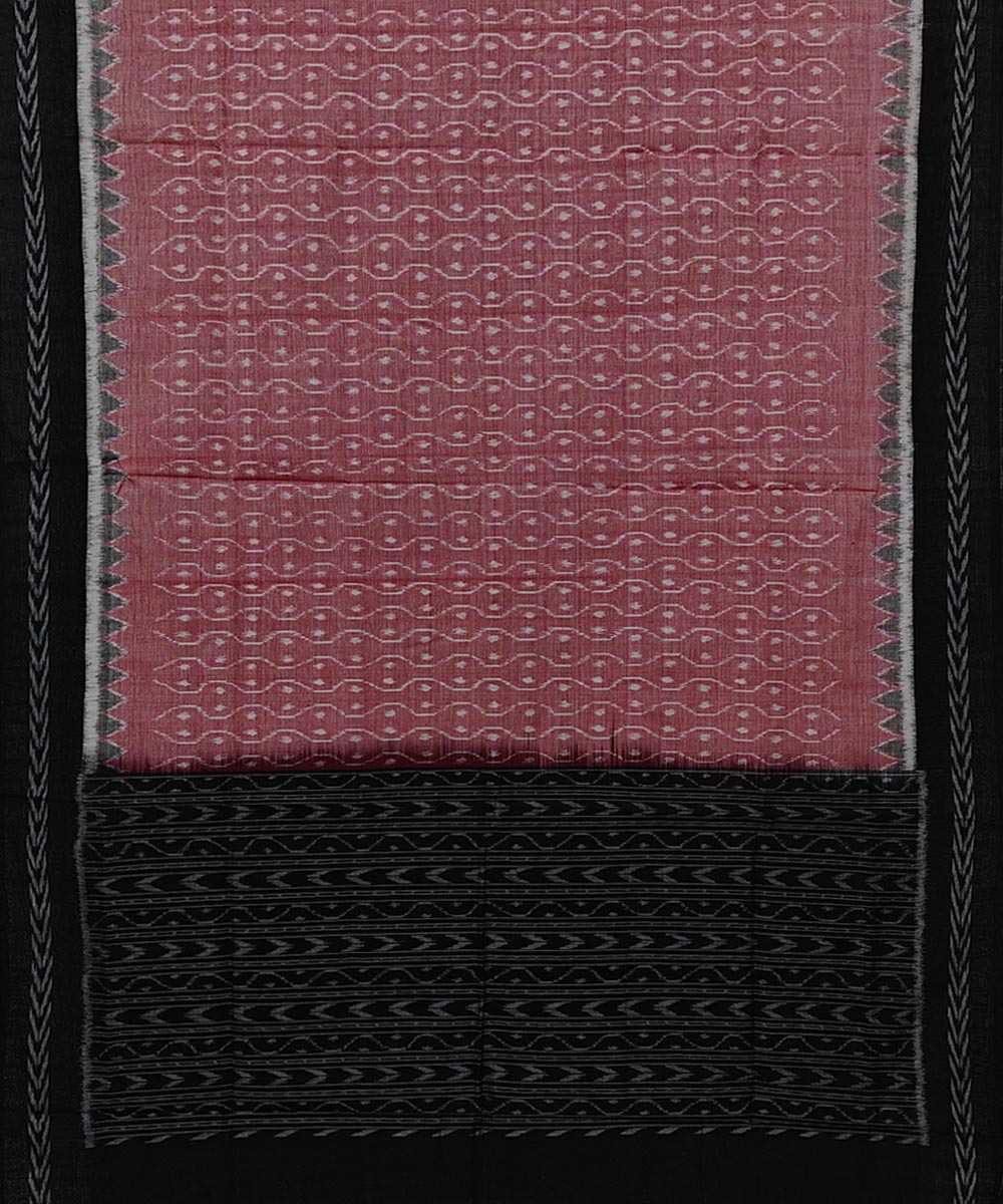 Pink black handwoven cotton sambalpuri dupatta