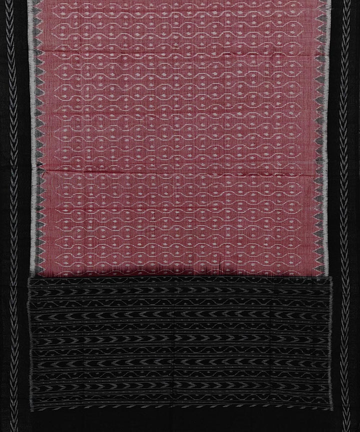 Pink black handwoven cotton sambalpuri dupatta