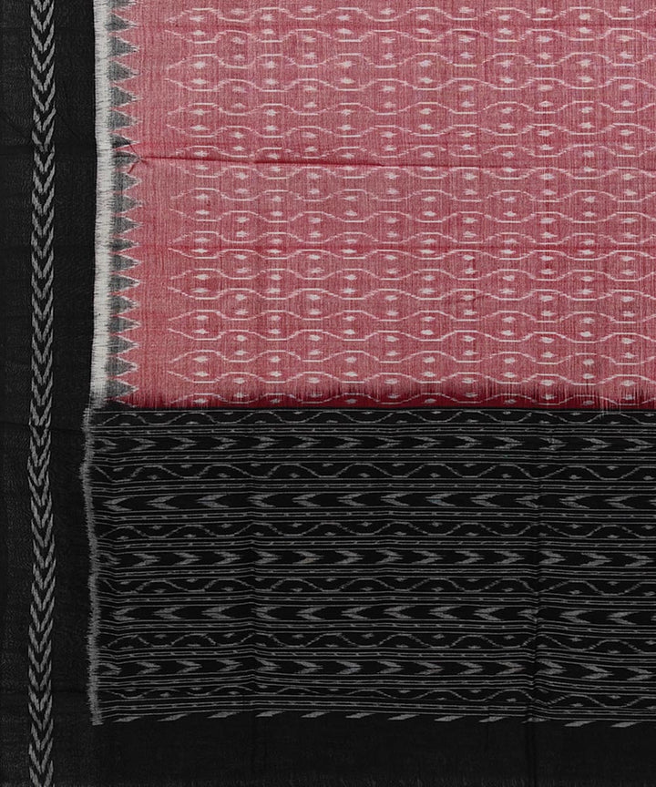 Pink black handwoven cotton sambalpuri dupatta