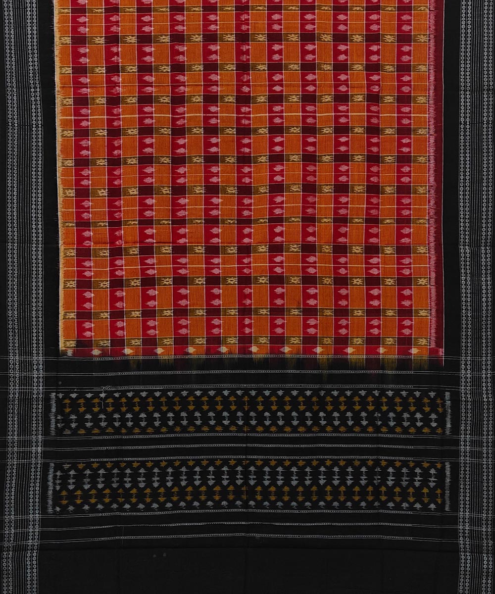 Multicolor black handwoven cotton sambalpuri dupatta