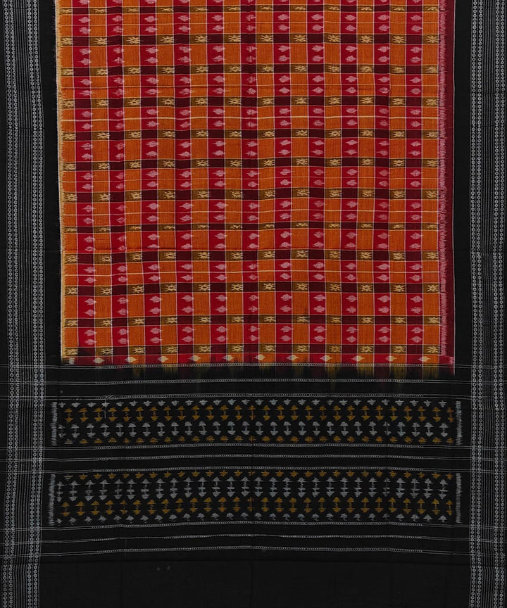 Multicolor black handwoven cotton sambalpuri dupatta