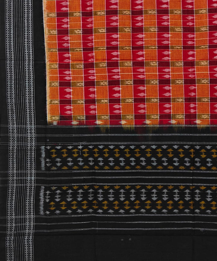 Multicolor black handwoven cotton sambalpuri dupatta