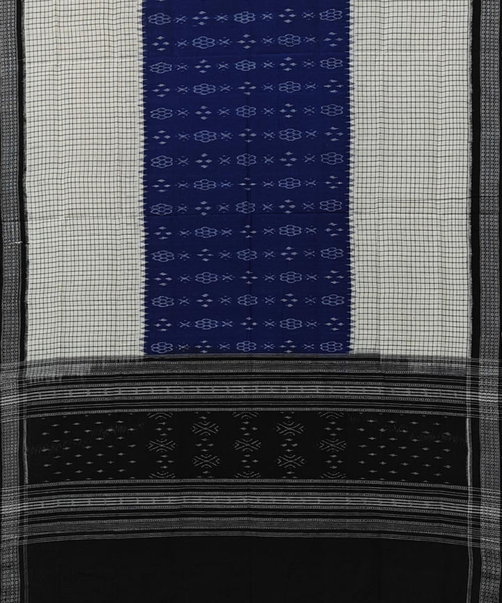 White blue black handwoven cotton sambalpuri dupatta