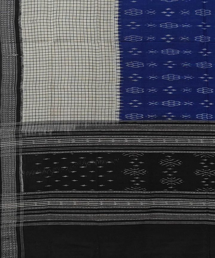 White blue black handwoven cotton sambalpuri dupatta