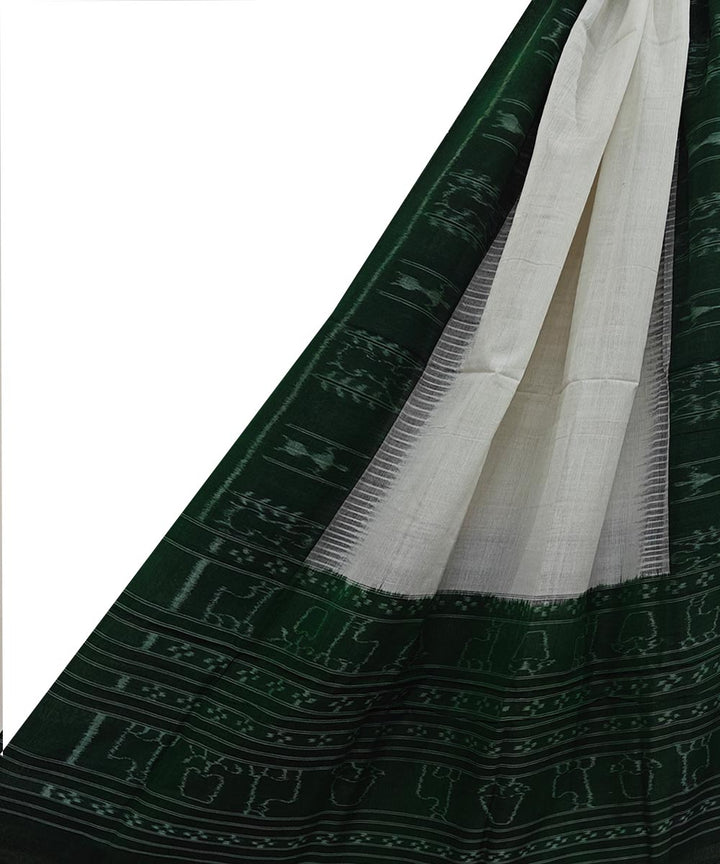 White black handwoven cotton sambalpuri dupatta