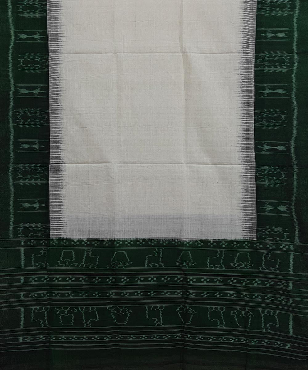 White black handwoven cotton sambalpuri dupatta