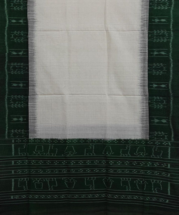 White black handwoven cotton sambalpuri dupatta