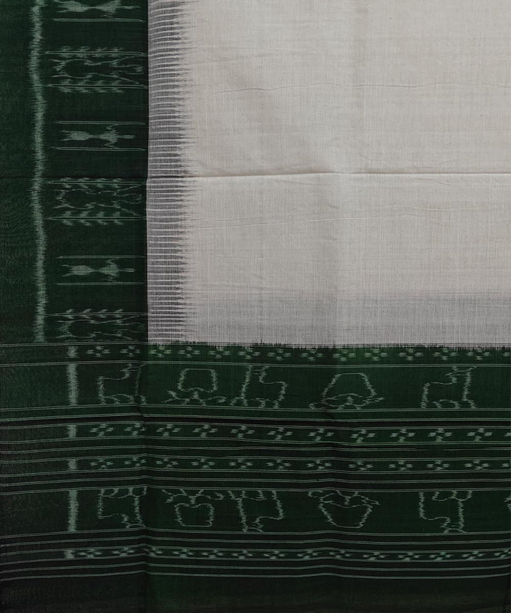 White black handwoven cotton sambalpuri dupatta